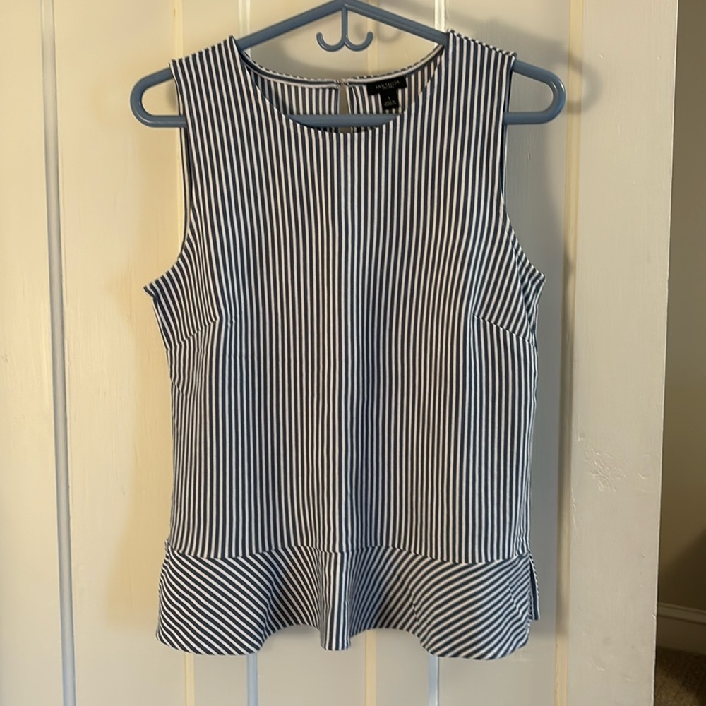 Ann Taylor factory blue and white striped sleeveless top. Women’s size small